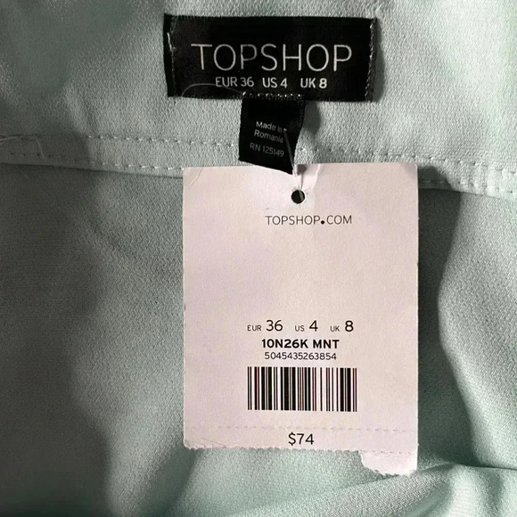 Topshop Off The Shoulder Mint Midi Flutter Sleeve Dress NWT Size 4 - Picture 5 of 7